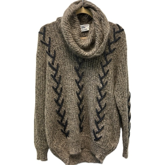 Giusi Slaviero Garfinkels Mohair Wool Blend Shimmering Cowl Neck Italian Sweater - Picture 1 of 12